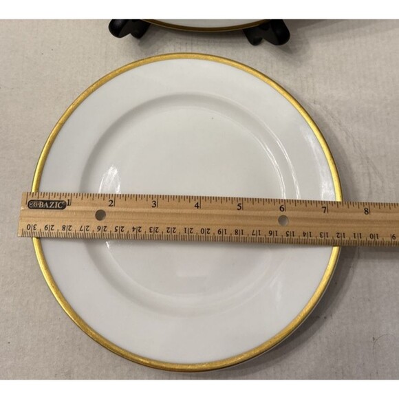 Vintage Vignaud Limoges (4) Bread Plates 7.5 “ White Gold Trim VIG64 France - Picture 2 of 6